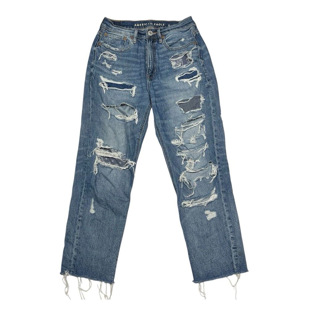 American Eagle High Rise 90s Boyfriend Distressed Jeans Size 2